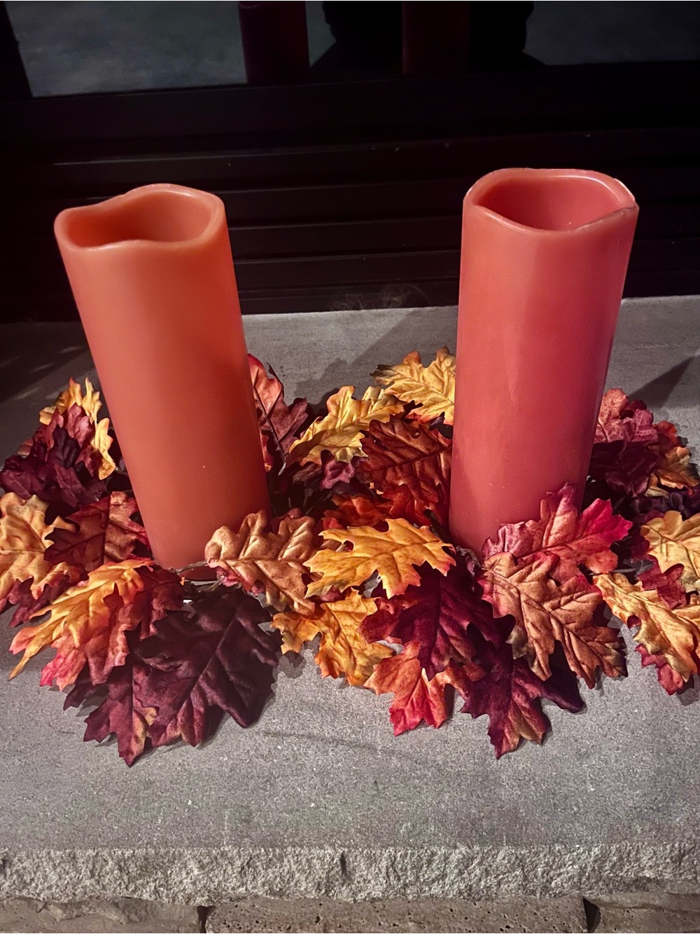 Fall candle and candle ring set